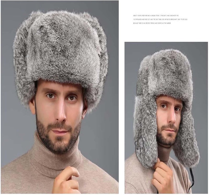 WUODHTW Men's Winter Ushanka Earflap Trooper Hat Aviator Windproof Hat Faux Fur Warm Hat Ski Beanies Cap Berets Skull caps - Image 5